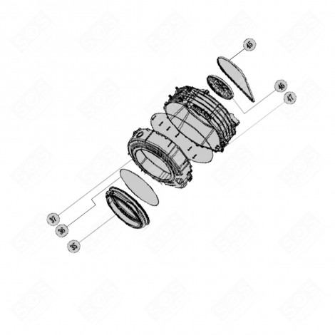 DEMI CUVE ARRIÈRE ASSEMBLÉE REPÈRE 47 MACHINE À LAVER, LAVE-LINGE - 1067312, 34010704